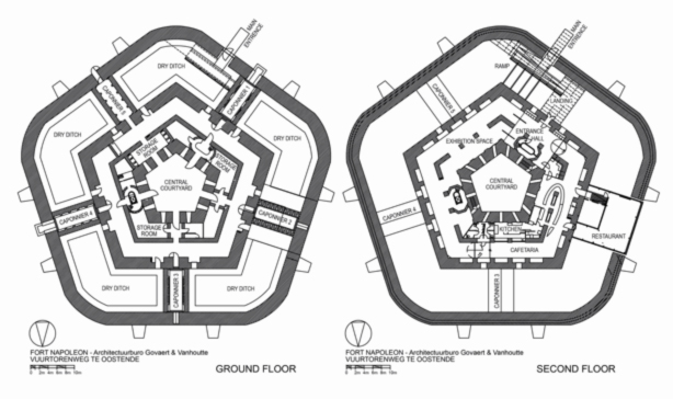 Fort Napoléon. Plans des 1ier et 2e étages. 