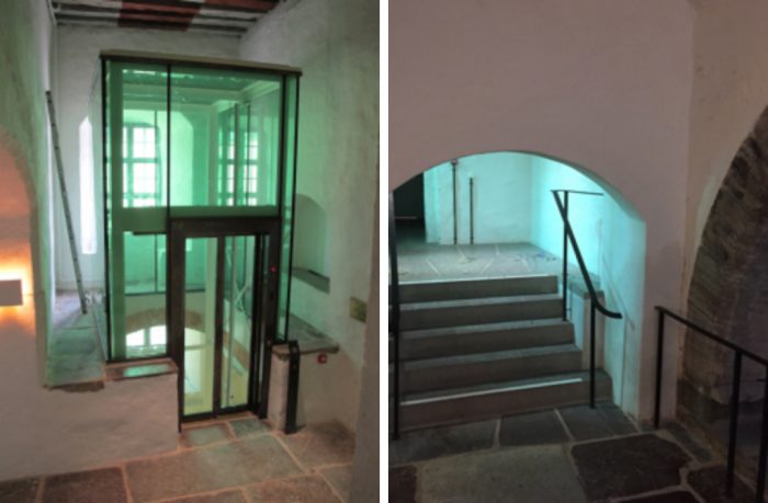 The glazed shaft for the new elevator. Photo: Richard Edlund Kalmar läns museum.